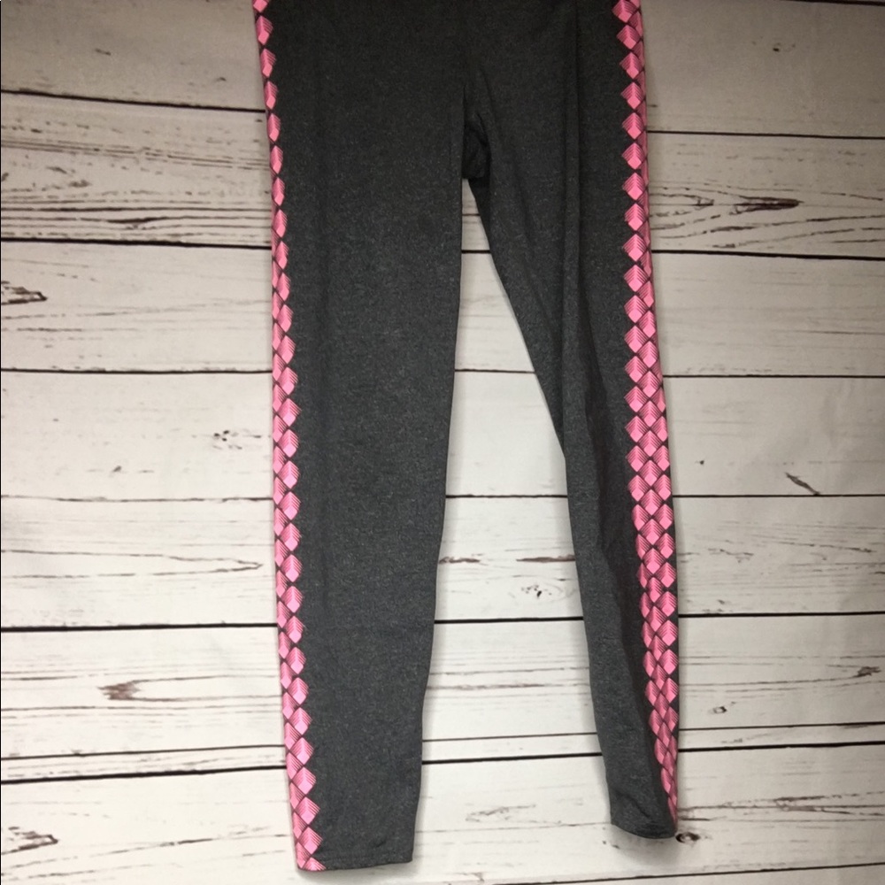 Black/Grey pants with pink design on the side